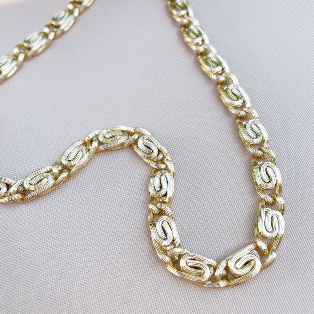 Pretty Bird 14k Vermeil Swirl Link Gold 925 Heavy Necklace - Picture 6 of 12